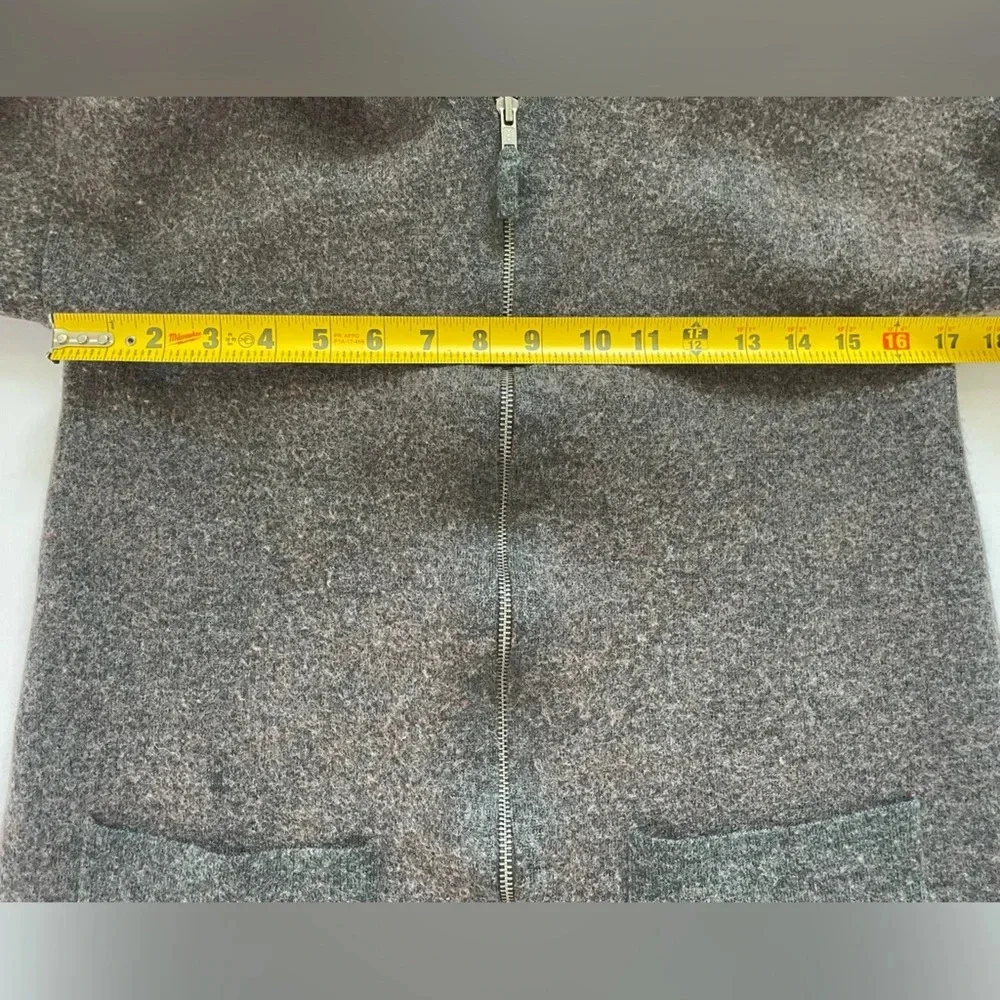 Jones New York Marino Wool Blend Zip Up Cardigan Pockets Red Gray Sz Medium